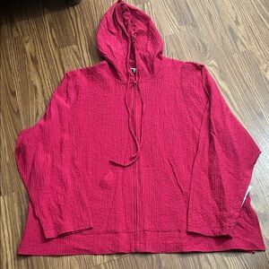 Analog Raspberry Textured Jacket with hoodie